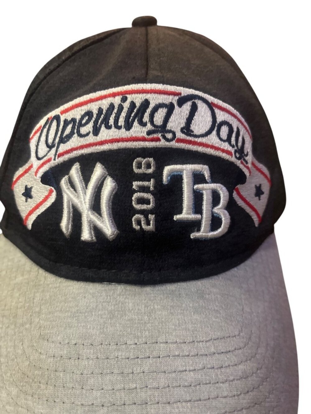 New Era 2018 Opening Day NY Yankees Rays Adjustable Cap Used MLB - Picture 2 of 15